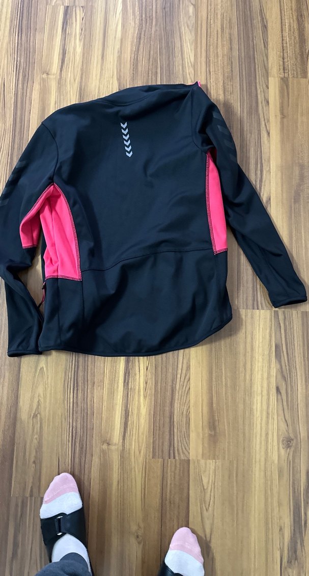 Siyah-Pembe Fermuarlı Kadın Spor Ceket - Görsel 3