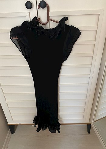 Diğer Siyah Transparan V Yaka Gotik Mini Elbise