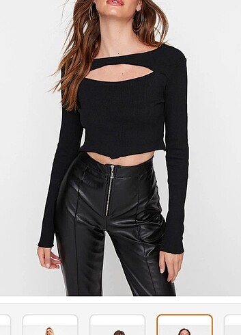 s Beden Trendyolmilla cut out detaylı crop örme bluz