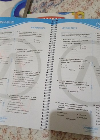 Beden Renk YKS-DİL 15 YDT Mini Deneme Kitabı akındil yayınları