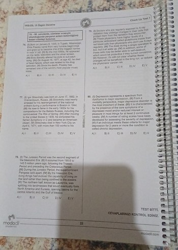 Beden Renk YKS-DİL İngilizce 15 Özgün Deneme Kitabı modadil Yayınları