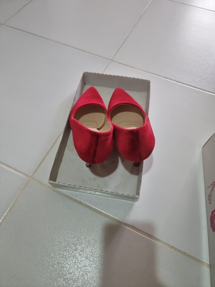 Kadın Kırmızı Süet Stiletto - Görsel 2