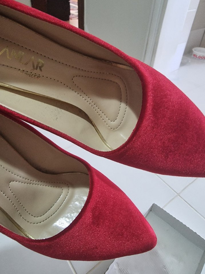 Kadın Kırmızı Süet Stiletto - Görsel 3