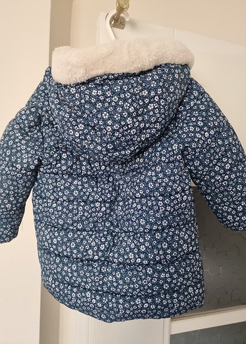 Kız Çocuk Mavi Desenli Düğmeli Mont - Görsel 2