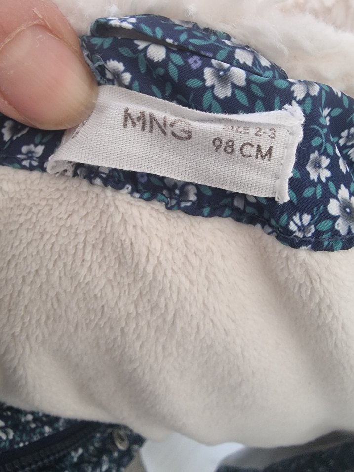 Kız Çocuk Mavi Desenli Düğmeli Mont - Görsel 3