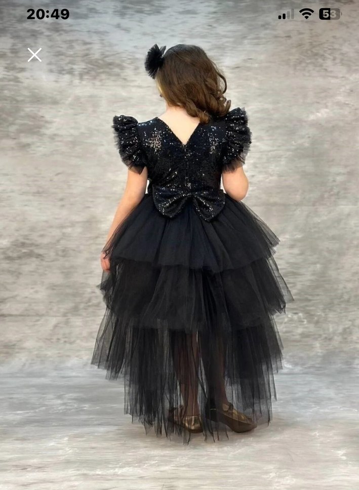 Kız Çocuk Siyah Kat Kat Tül Elbise - Görsel 2