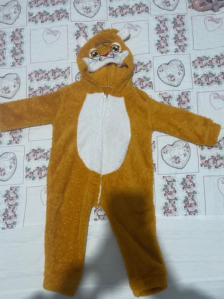 Kürklü Leopar Desenli Bebek Tulumu - Görsel 2