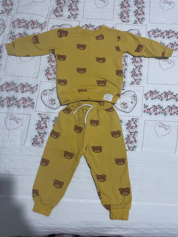 Sarı Ayıcık Baskılı Bebek Takımı - Görsel 4