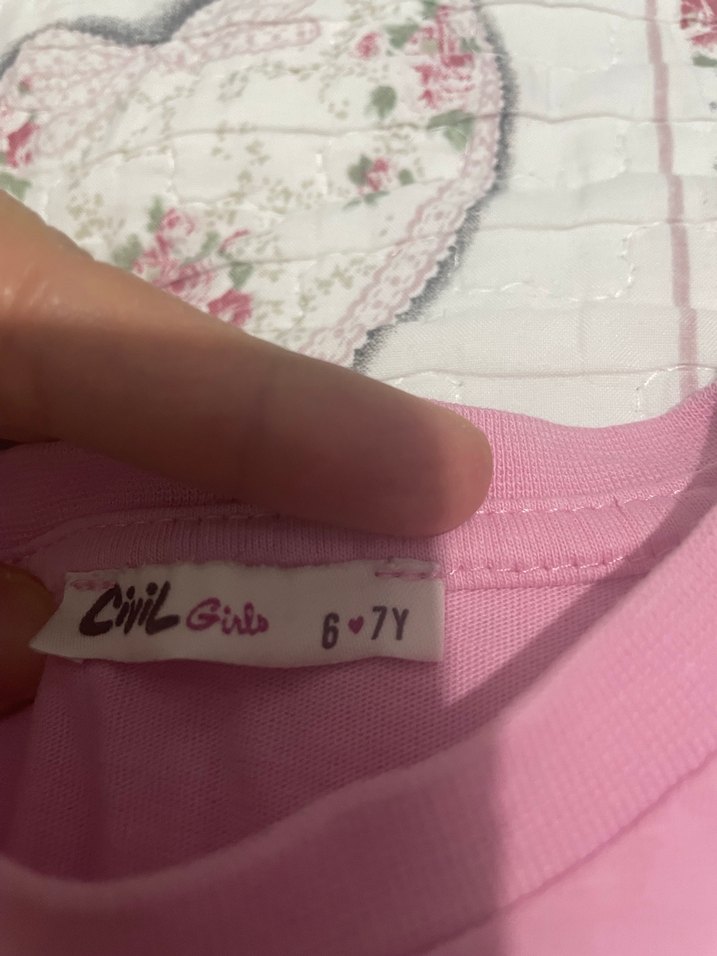Kız Çocuk Pembe Pamuklu Uzun Kollu Pijama Takımı - Görsel 3