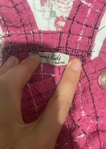 Kız Çocuk Pembe Triko Askılı Elbise - Görsel 2