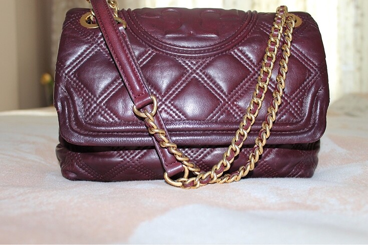 Orj Tory Burch kuzu derisi bordo çanta