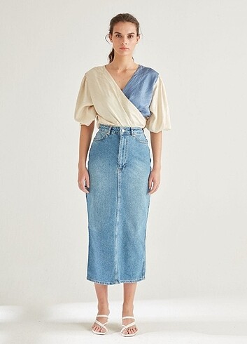 #Zara xs beden #kadın #uzun #dar #kot #etek 
