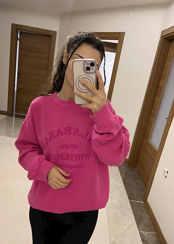 Pembe Baskılı Kadın Sweatshirt - Görsel 3