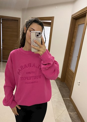 Pembe Baskılı Kadın Sweatshirt - Görsel 2