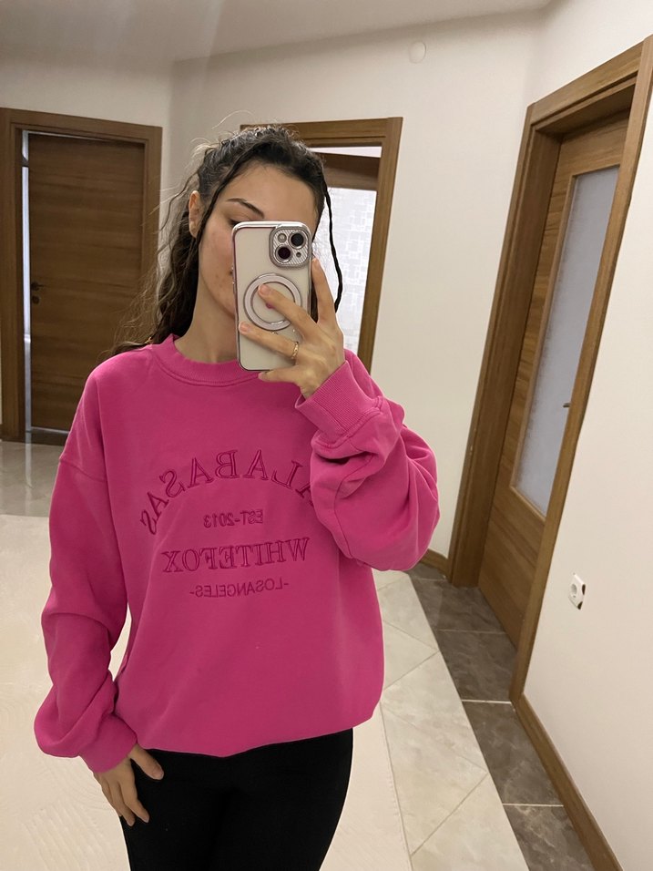 Pembe Baskılı Kadın Sweatshirt - Görsel 2