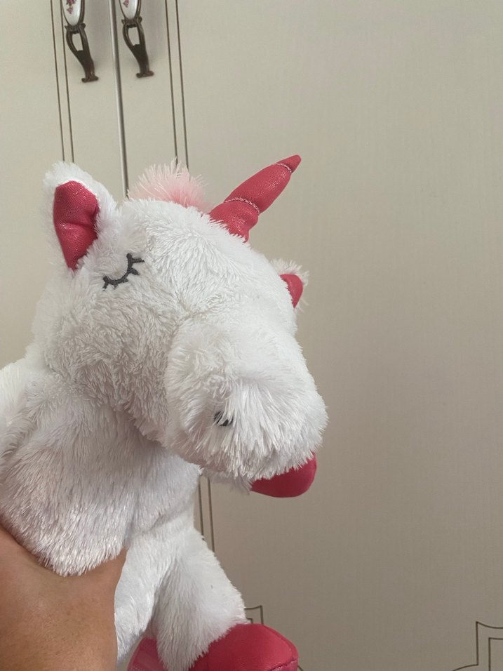 Pembe Detaylı Beyaz Peluş Unicorn çanta - Görsel 5
