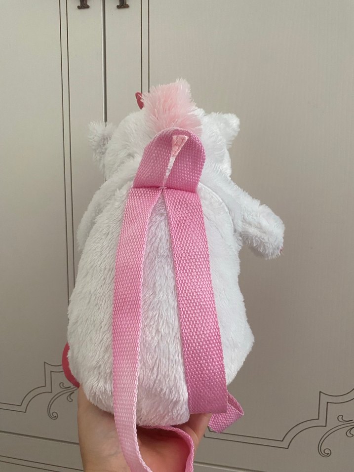 Pembe Detaylı Beyaz Peluş Unicorn çanta - Görsel 2