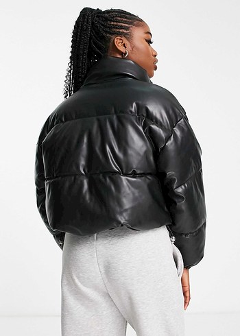 m Beden Siyah Deri Ceket pull bear
