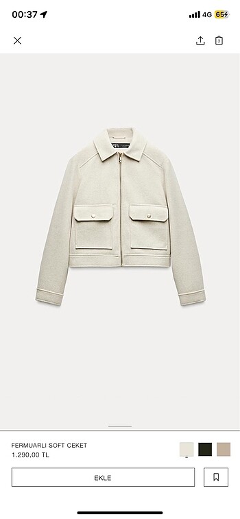 l Beden Zara soft krem ceket