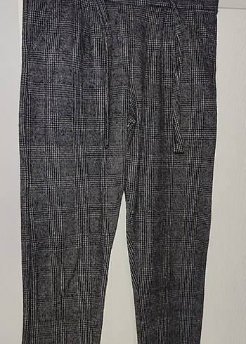 Gri Kemerli Kadın Kaşe Kumaş Pantolon - Görsel 2