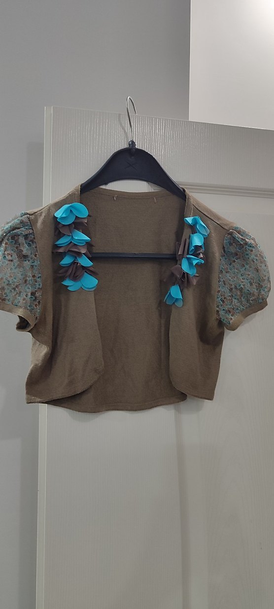 Bohem Desenli Kısa Kollu Bolero - Görsel 2