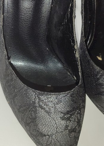 Siyah Dantelli Yılan Desenli Stiletto - Görsel 2
