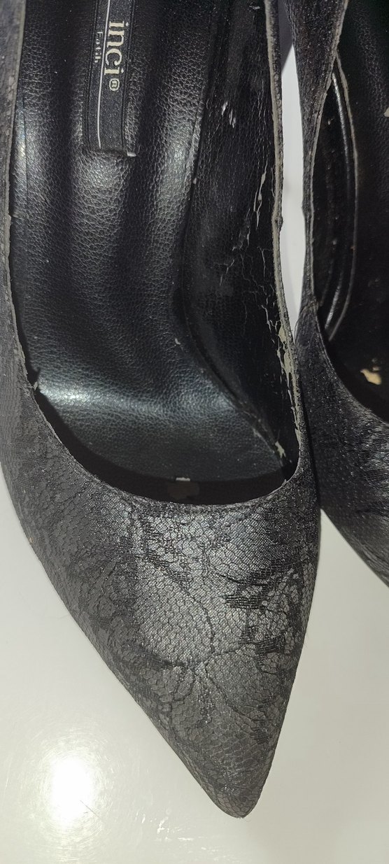 Siyah Dantelli Yılan Desenli Stiletto - Görsel 2