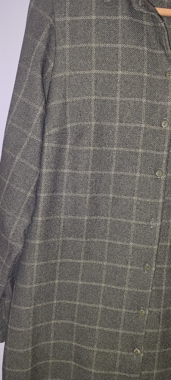 Uzun Kollu Kadın Keten tarzı kumaş elbise - Görsel 2