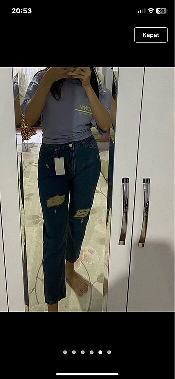 Yırtık detaylı jean