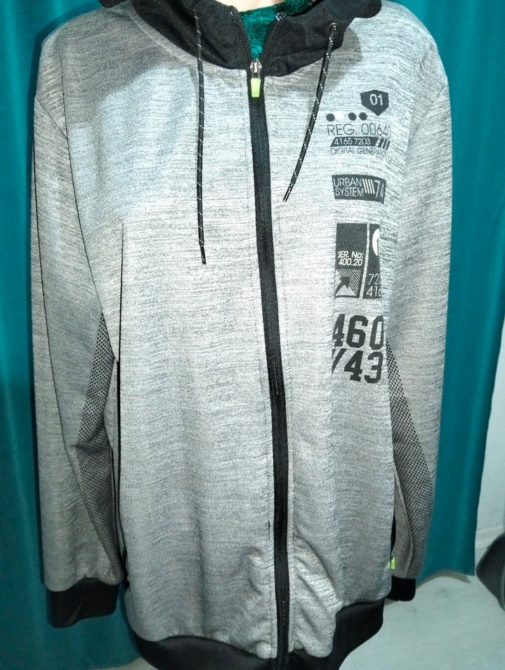 Kapüşonlu Fermuarlı Gri Erkek Sweatshirt - Görsel 2