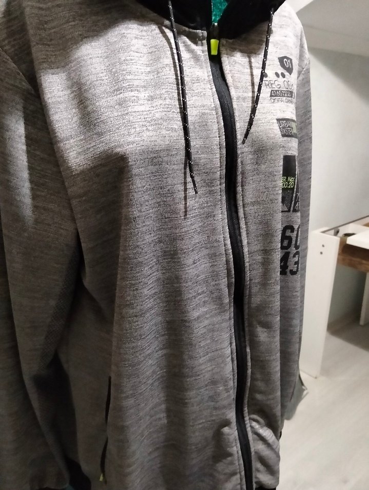 Kapüşonlu Fermuarlı Gri Erkek Sweatshirt - Görsel 4