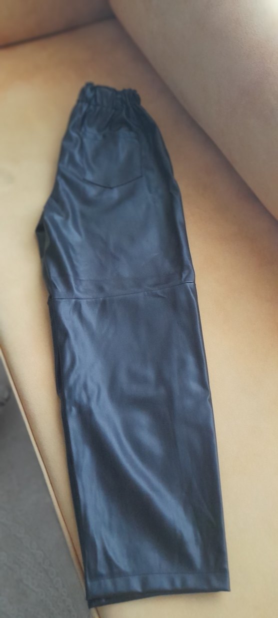 Kemerli Siyah Deri Pantolon - Görsel 2