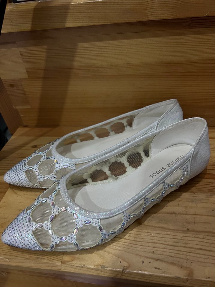 Dantel Detaylı Beyaz Kadın Dolgu Topuklu Abiye Ayakkabı - Görsel 2