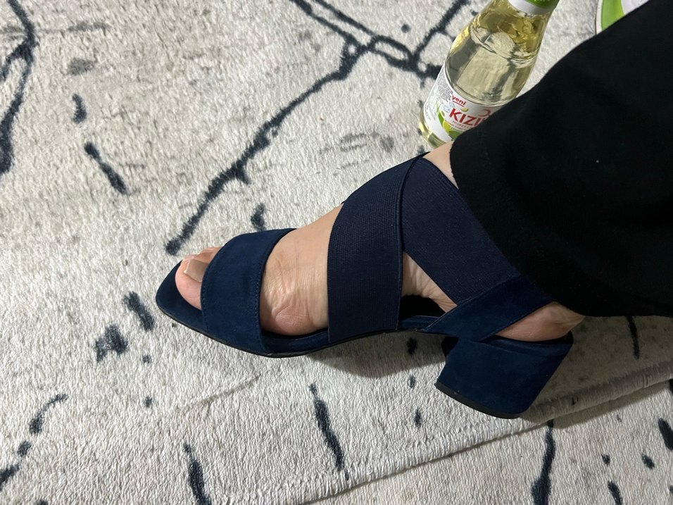 Kadın Lacivert Topuklu Minimalist Sandalet - Görsel 3