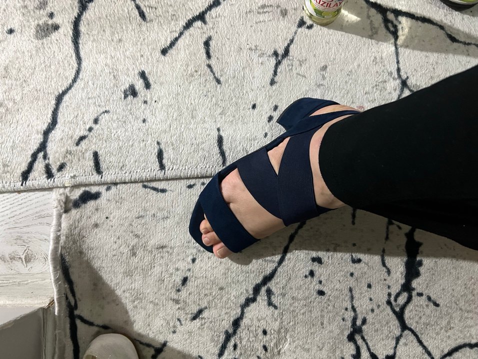 Kadın Lacivert Topuklu Minimalist Sandalet - Görsel 2