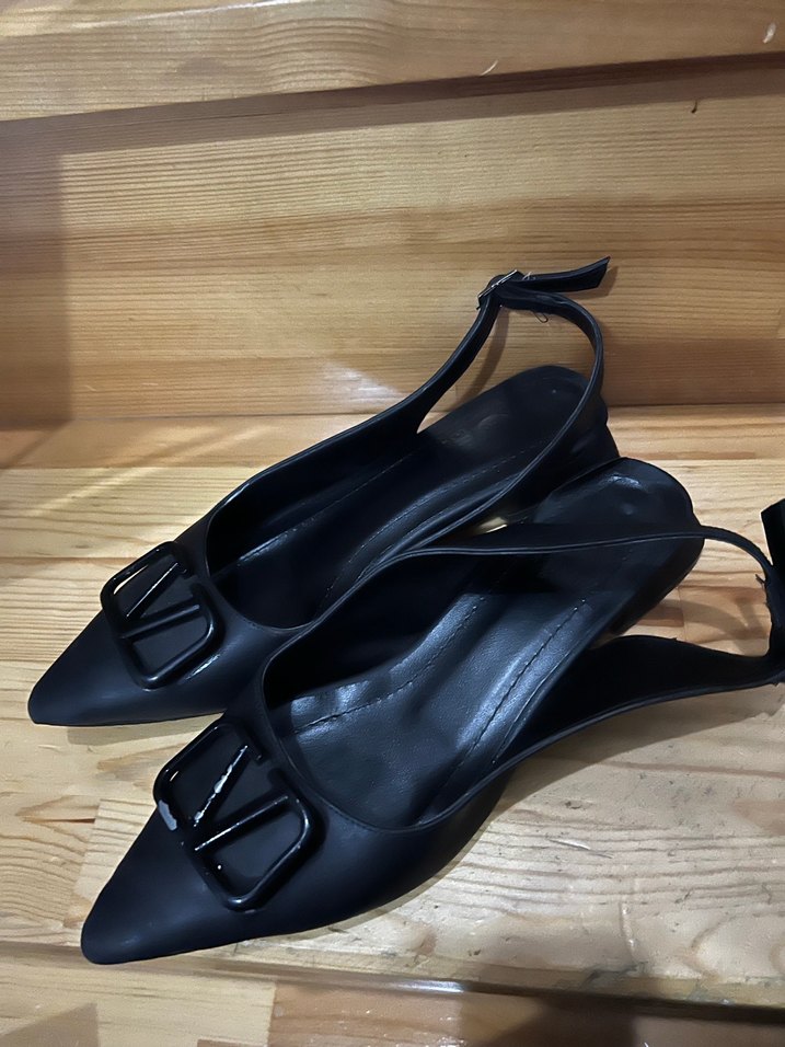 Kadın Siyah Tokalı Blok Topuklu Babet - Görsel 2