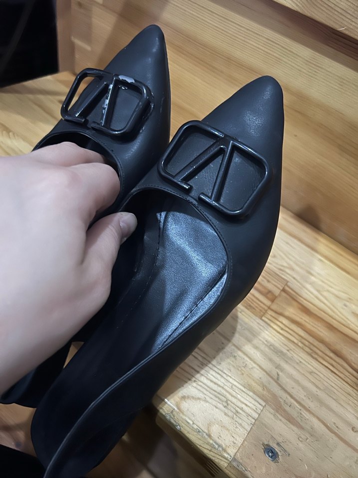 Kadın Siyah Tokalı Blok Topuklu Babet - Görsel 4