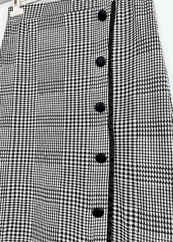 Düğmeli Uzun Ekose Kadın Etek - Görsel 2