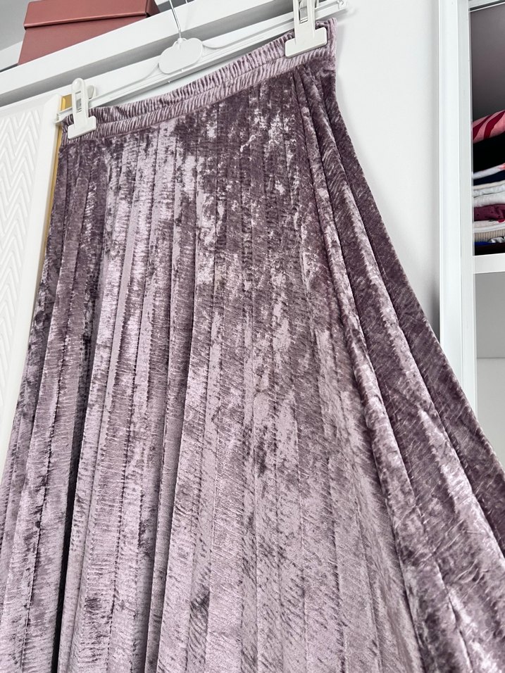 Mor Piliseli Uzun Kadın Etek - Görsel 3