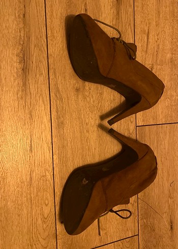 Kahverengi Süet Dolgu Topuklu Kadın Topuklu Ayakkabı - Görsel 2