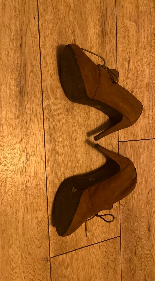 Kahverengi Süet Dolgu Topuklu Kadın Topuklu Ayakkabı - Görsel 2