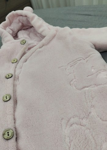 Düğmeli Pembe Bebek Kız Tulumu - Görsel 4