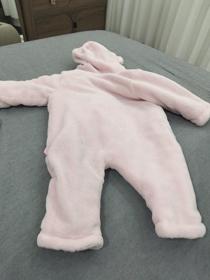 Düğmeli Pembe Bebek Kız Tulumu - Görsel 5