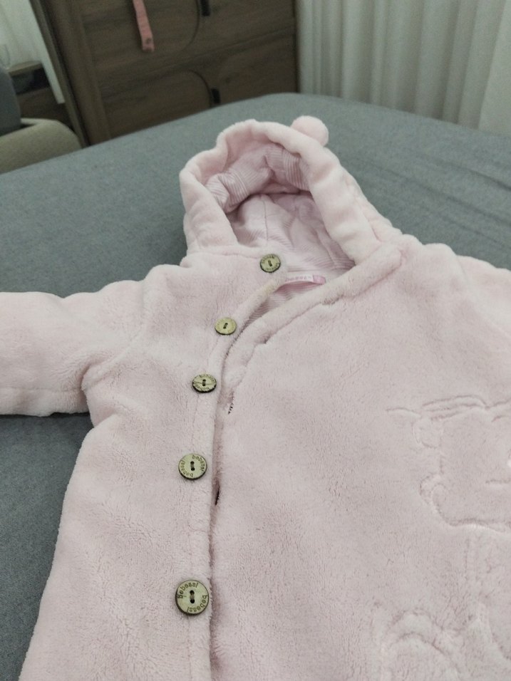 Düğmeli Pembe Bebek Kız Tulumu - Görsel 3