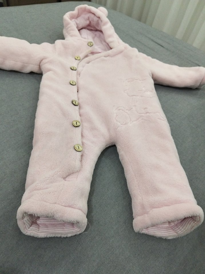 Düğmeli Pembe Bebek Kız Tulumu - Görsel 2