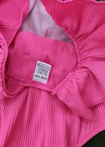 24-36 Ay Beden Kız Çocuk Pembe Fırfırlı V Yaka Mayo