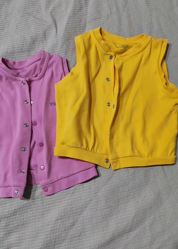 Düğmeli Pembe-Sarı yelek - Görsel 2