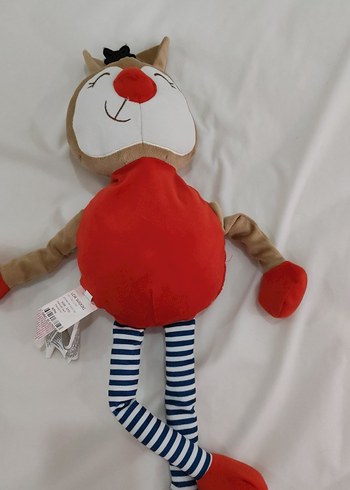Renkli Kırmızı Peluş Oyuncak Kedi