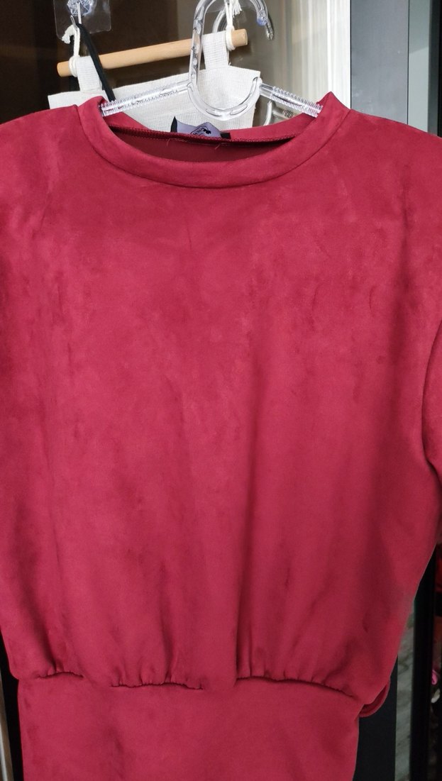 Bordo Midi Kadın Elbise, 88 cm - Görsel 2