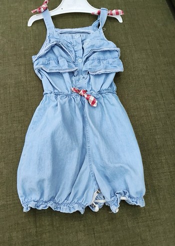 Kız Çocuk Fırfırlı Denim Tulum